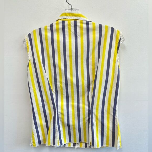 True Vintage 50s Striped Cotton Button Down Structured Short Sleeve Shirt Size S - Picture 8 of 8